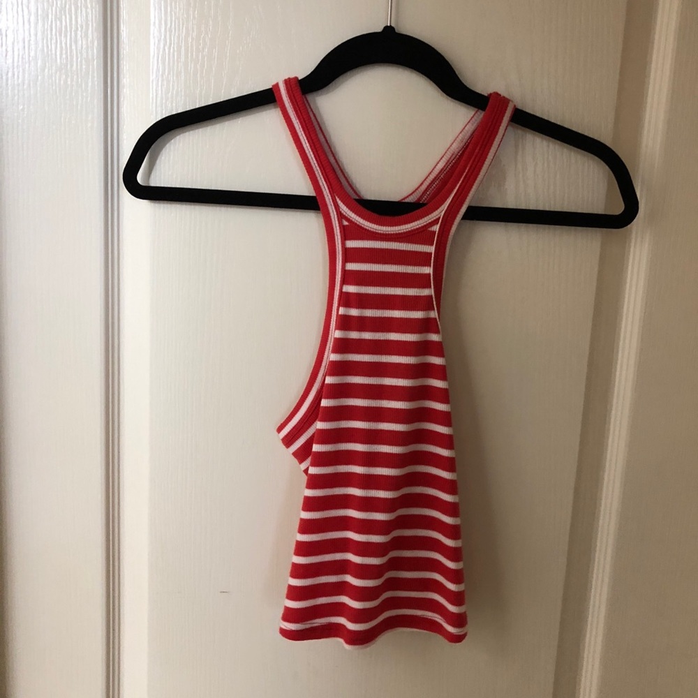 Red and white stripped crop top